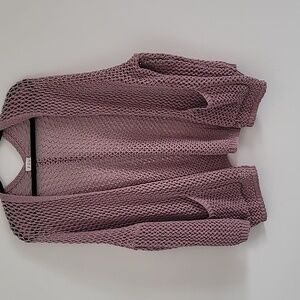 POL Women's Open Knit Sweater - Purple